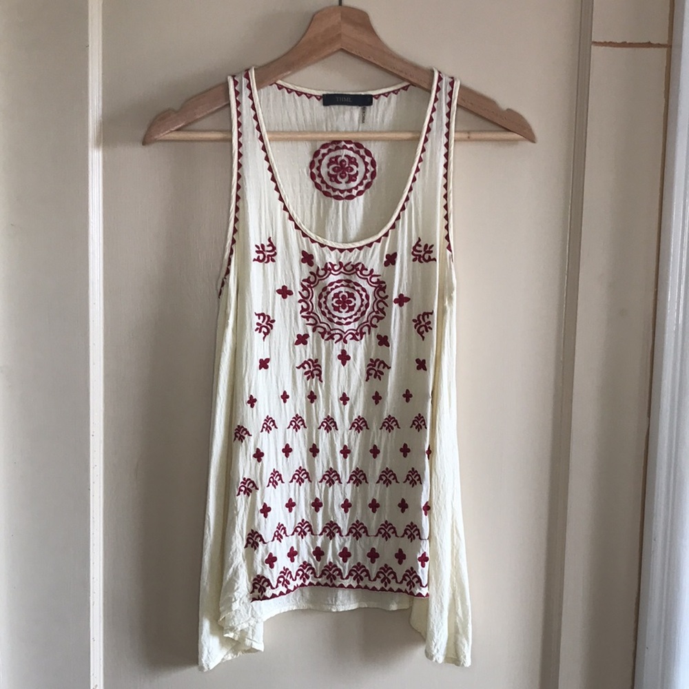 THML embroidered boho tank top